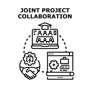 Joint project collaboration team working online together Stock Illustration