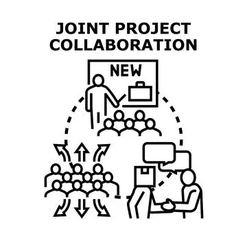 Joint project collaboration training meeting team development Stock Illustration