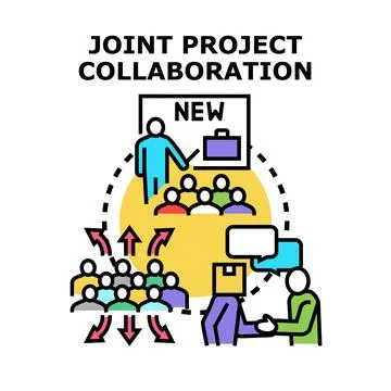 Joint project collaboration training meeting team development Stock Illustration