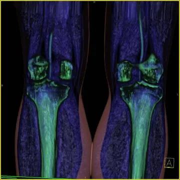  Joint, scan Tibia and knee joints. 3D CT scan. The icon at the bottom-rig... Stock Photos