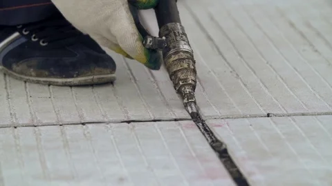 Joint Sealing Process Close-up Stock Footage 73932656