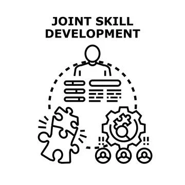 Joint skill development teamwork concept learning process Stock Illustration