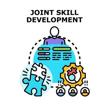 Joint skill development teamwork concept learning process Stock Illustration