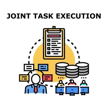 Joint task execution concept with team collaboration and project management Stock Illustration