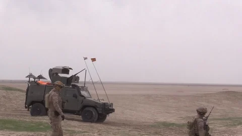 Joint task force soldiers on patrol in Iraq Stock Footage 87504574