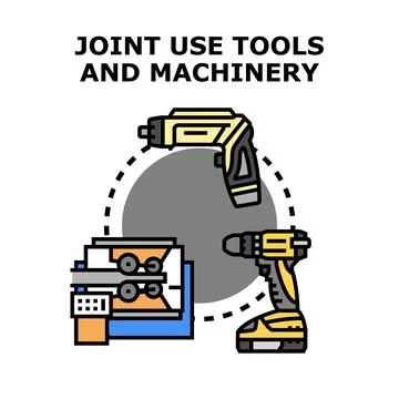 Joint use tools and machinery concept vector Stock Illustration