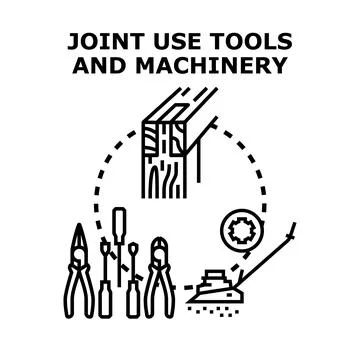 Joint use tools and machinery concept illustration Stock Illustration