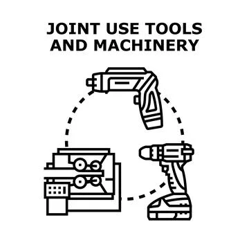 Joint use tools and machinery concept vector Stock Illustration
