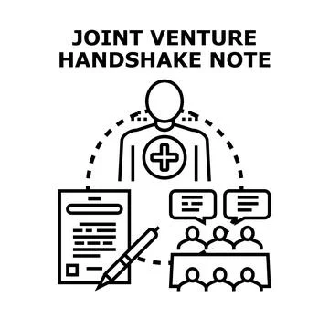 Joint venture handshake agreement document presentation Stock Illustration