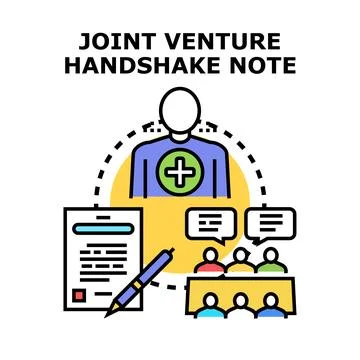 Joint venture handshake agreement document presentation Stock Illustration