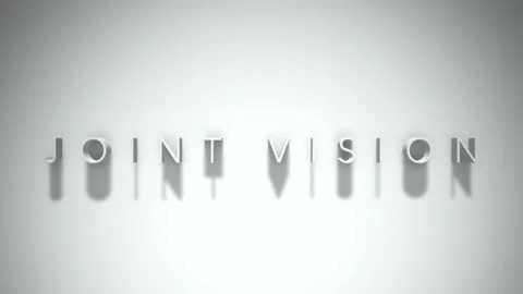 Joint vision 3D title animation white text on a white background Stock Footage 299370475