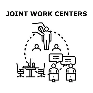 Joint work centers concept for team collaboration Stock Illustration