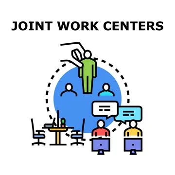 Joint work centers concept for team collaboration Stock Illustration