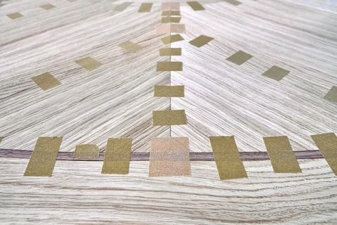 Jointed veneer for table top of dining table closeup Stock Photos