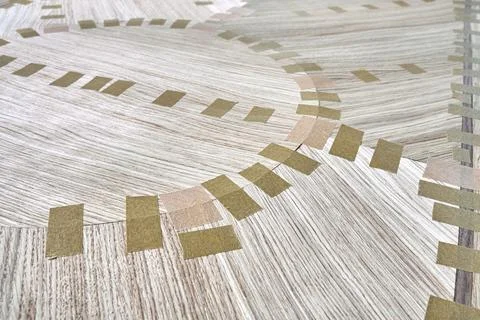 Jointed veneer for table top of dining table closeup Stock Photos