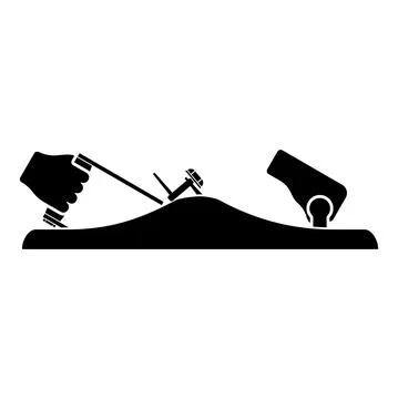 Jointer jack plane in hand holding tool use Arm using instrument with metal i Stock Illustration