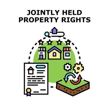 Jointly held property rights concept with document and buildings 스톡 일러스트