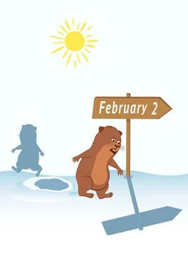 Joke about escaping groundhog shadow on February 2. Stock Illustration