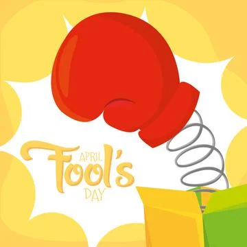 Joke box gloving boxing April fools day Vector Stock Illustration