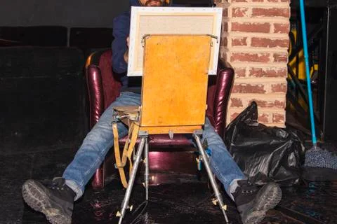 Joke. Humor. Painter. Stock Photos