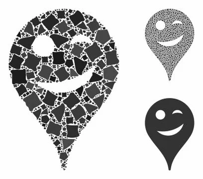 Joke smiley map marker Mosaic Icon of Ragged Items Illustrazione stock