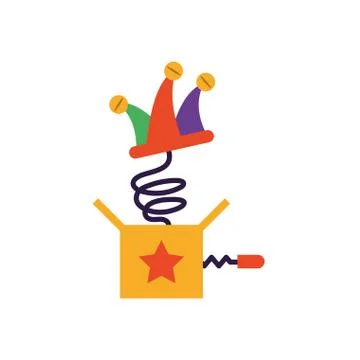 Jokebox with jester hat, flat style icon Stock Illustration