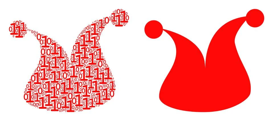Joker Hat Collage of Binary Digits Stock Illustration