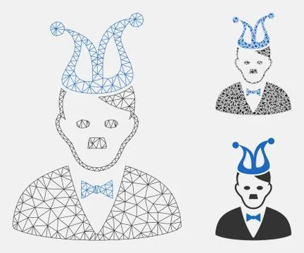 Joker Hitler Vector Mesh Wire Frame Model and Triangle Mosaic Icon Stock Illustration
