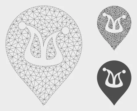 Joker Marker Vector Mesh Carcass Model and Triangle Mosaic Icon Illustrazione stock