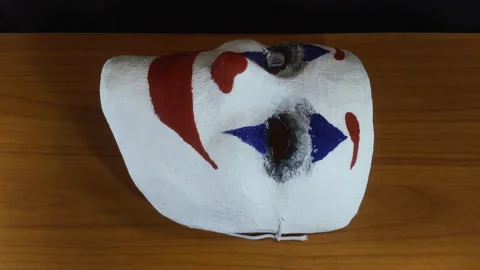 The Joker mask is placed on the table 库存影片 150734183