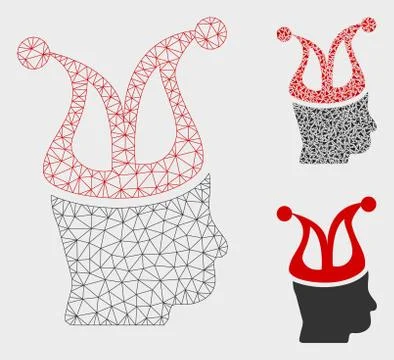 Joker Vector Mesh 2D Model and Triangle Mosaic Icon Stock Illustration