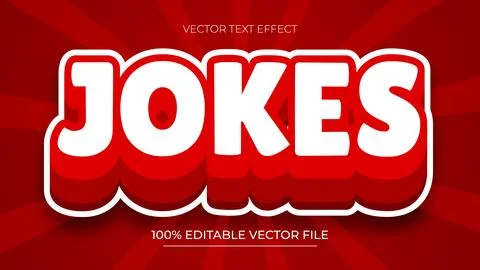 Jokes editable red text effect in modern trend style Stock Illustration