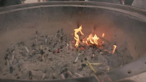 Jokoro - Large Incense Burner In Front Of Japanese Buddhist Temple Halls. - Stock Footage 342186493