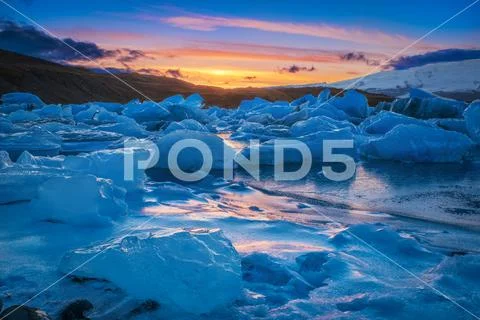 Jokulsarlon & Blue Ice Stock Photos