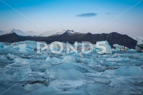 Jokulsarlon Lagoon Sunset Stock Photos