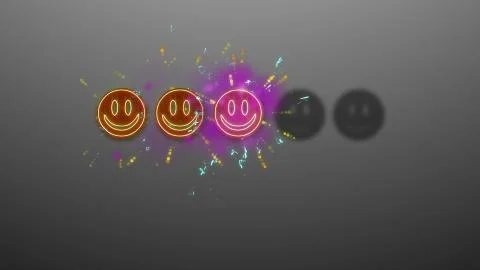 A jolly 3d rendering of three emoji shining in the grey background with three Stock-Illustration