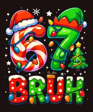Jolly Candy Cane Sixty Seven Bruh Holiday Celebration With Festive Glowing Li 스톡 일러스트