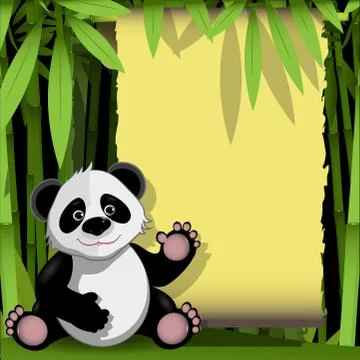 Jolly panda in a bamboo forest Stock Illustration