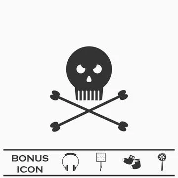 Jolly roger icon flat. Stock Illustration