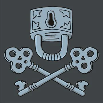 Jolly Roger padlock with keys Stock Illustration