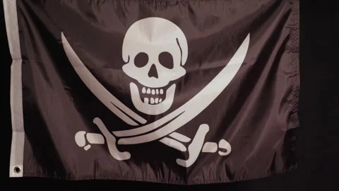Animation of pirate flag closeup. Jolly , Stock Video
