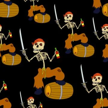 Jolly Roger Skeleton Seamless Stock Illustration