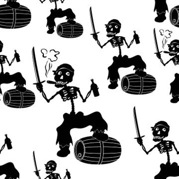 Jolly Roger Skeleton Seamless Stock Illustration