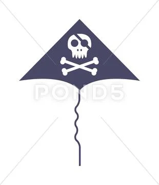 Pirate flag. Skull and bones on black ribbon - Stock Illustration