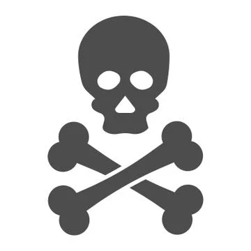 Jolly roger solid icon. Death warning, skull and crossbones symbol, glyph style イラスト素材