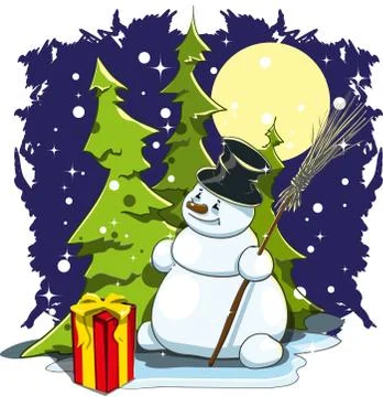 Jolly snowman Stock Illustration