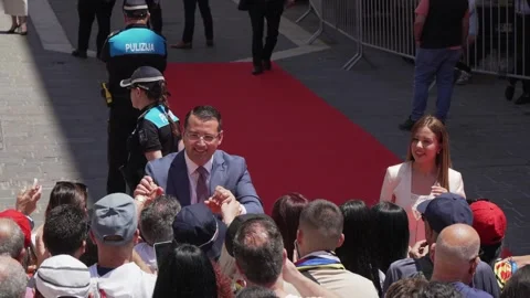 Jonathan Attard arrives at Auberge de Castille for a post-election event Stock Footage 336488751