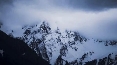 Jones Lake Clouds on Mountain Peak 4K Timelapse Stock Footage 128776535