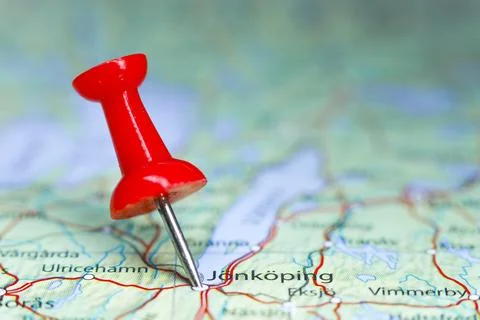 Jonkoping, Sweden pin on map Stock Photos