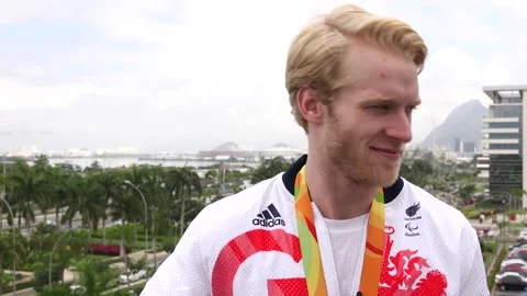 Jonnie Peacock on winning his second Paralympic gold - INT and GVs Stock Footage 148697603